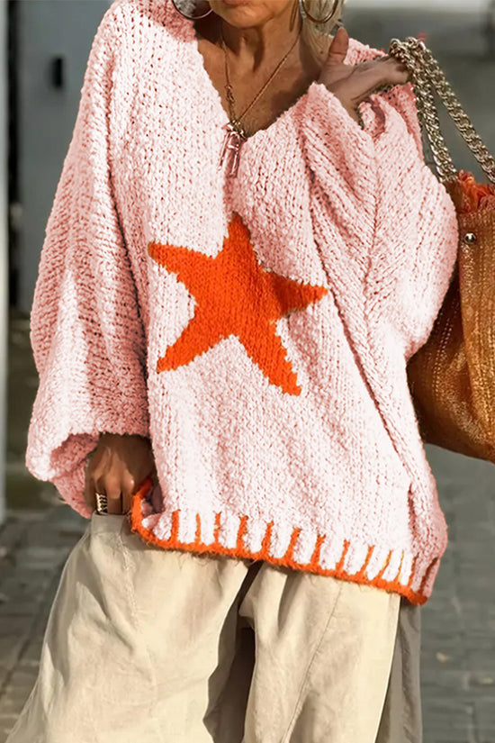 Star Applique Oversized Knit Sweater