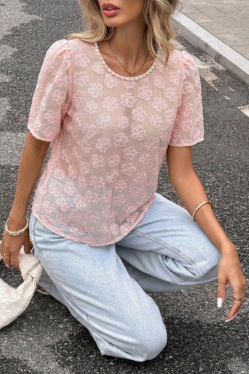 Floral Sheer Puff Sleeve Top