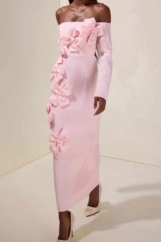 Off Shoulder Bow Detail Midi Dress