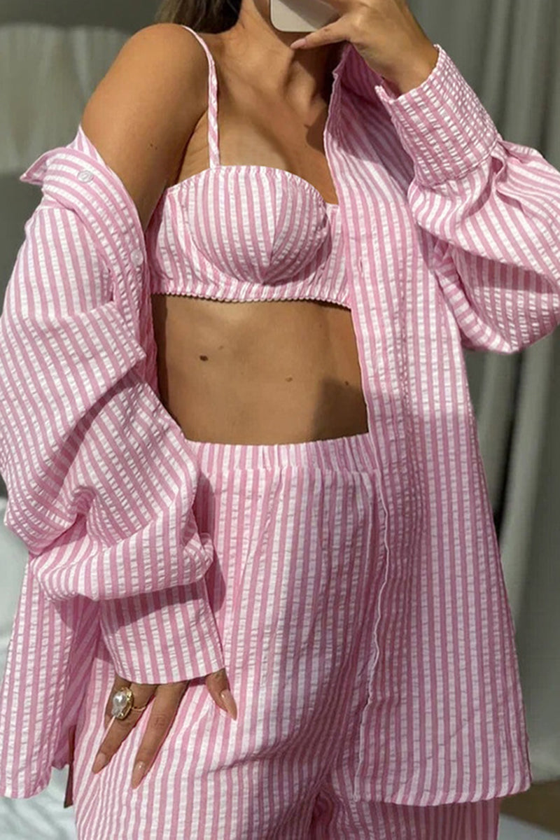 Striped Three-Piece Pajama Set