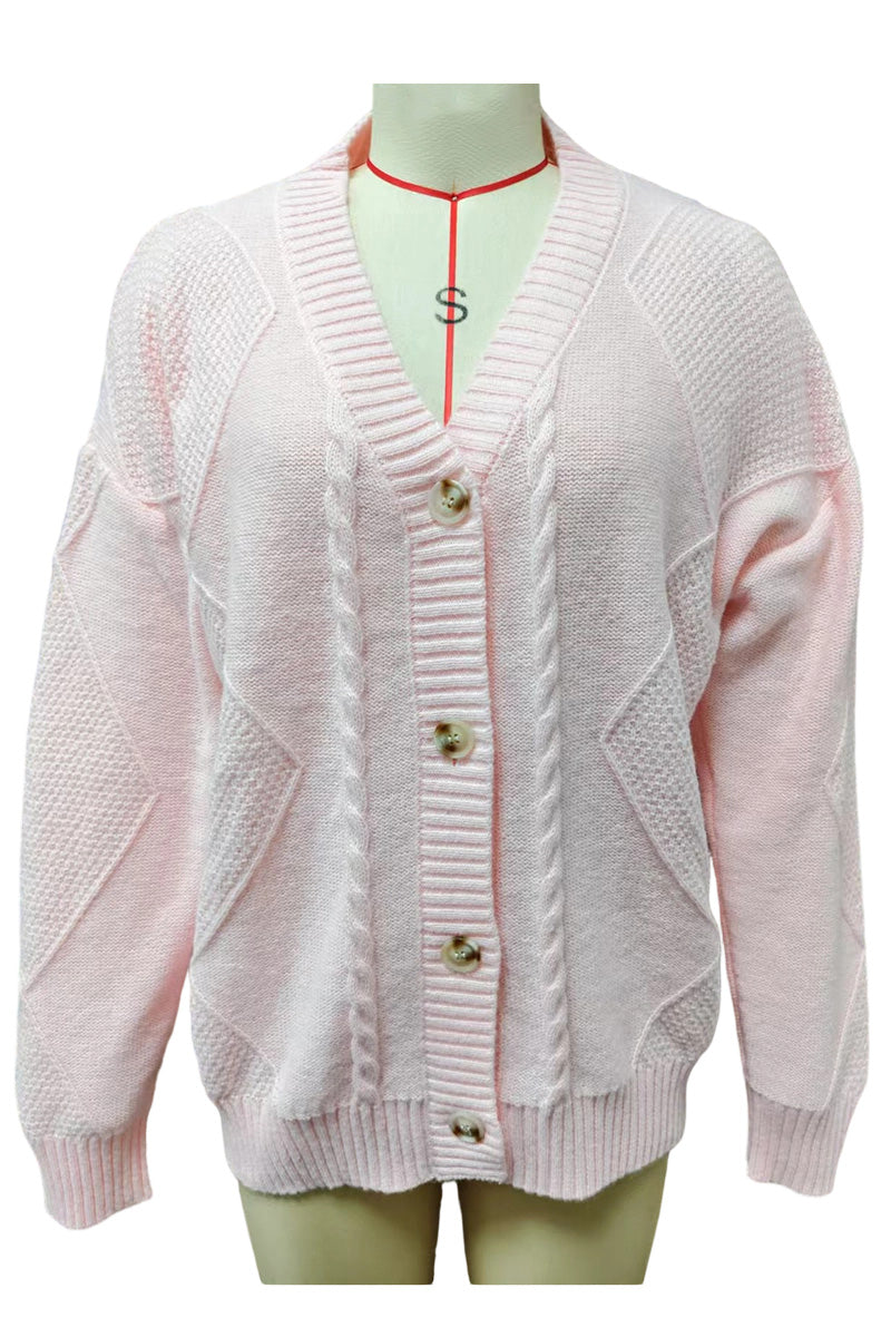 Chic Button-Up Textured Cardigan