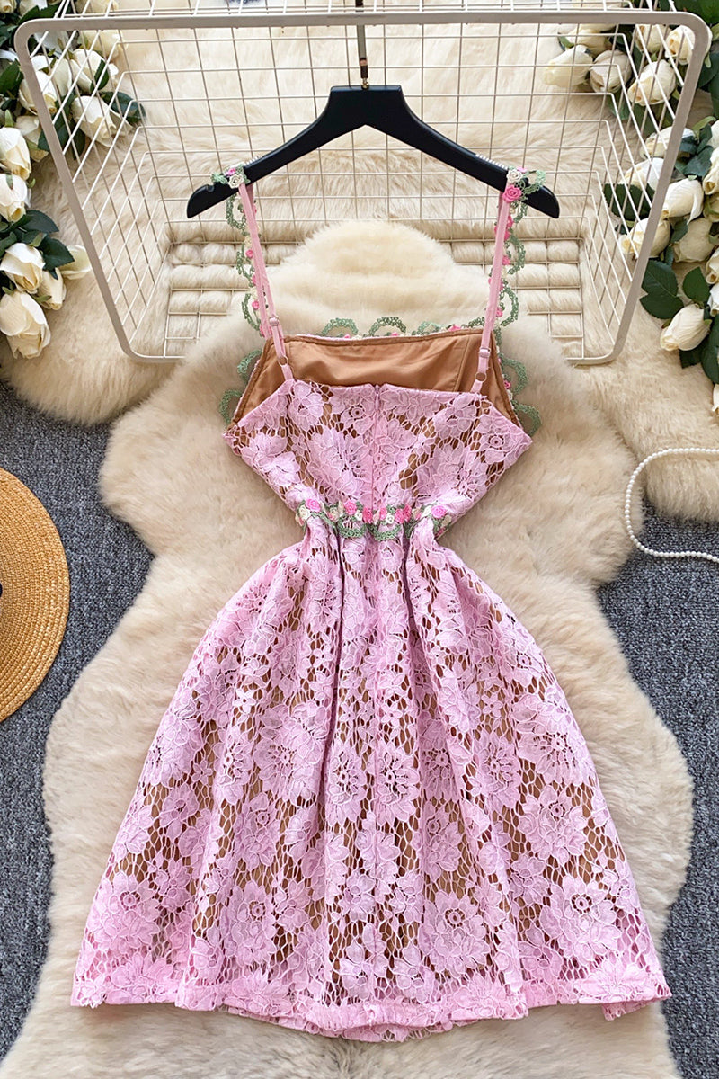 Floral Lace Sleeveless Mini Dress