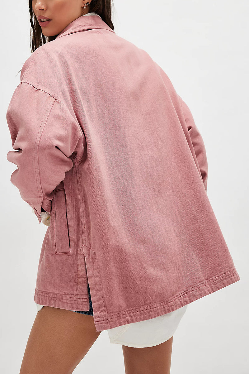 Oversized Denim Jacket with Pocket Detail