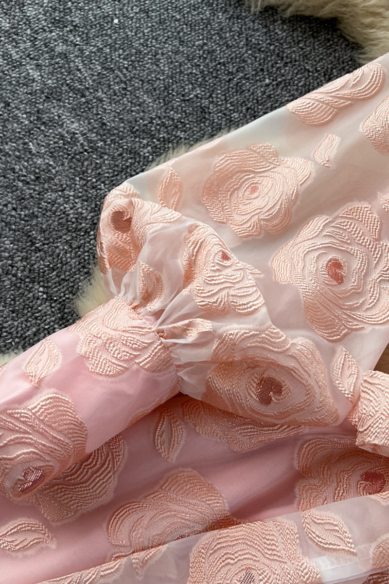 Elegant Long Sleeve Tie-Waist Dress