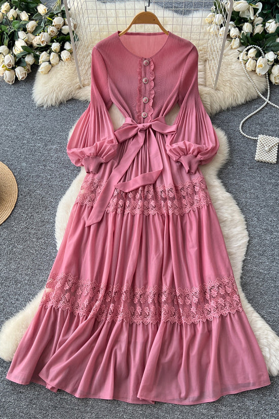 Buttoned Ruffle Sleeve Maxi Dress
