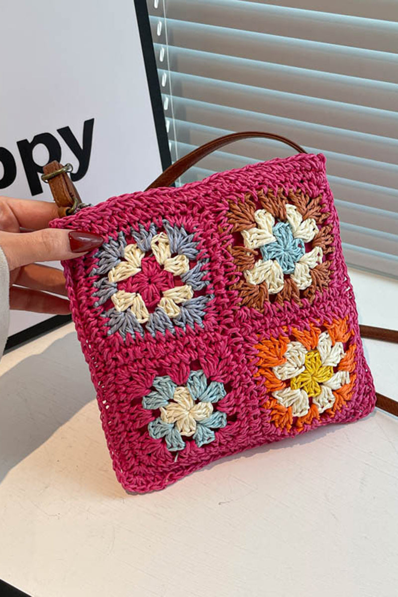 Crochet Square Pattern Shoulder Bag
