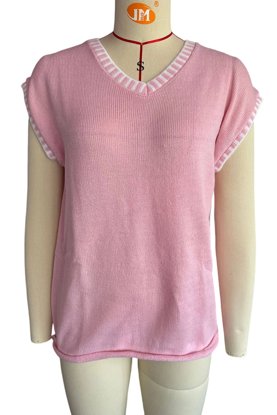 Striped Edge V-Neck Sweater Vest