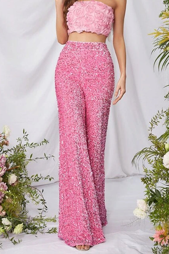 Glittering Wide-Leg Party Pants
