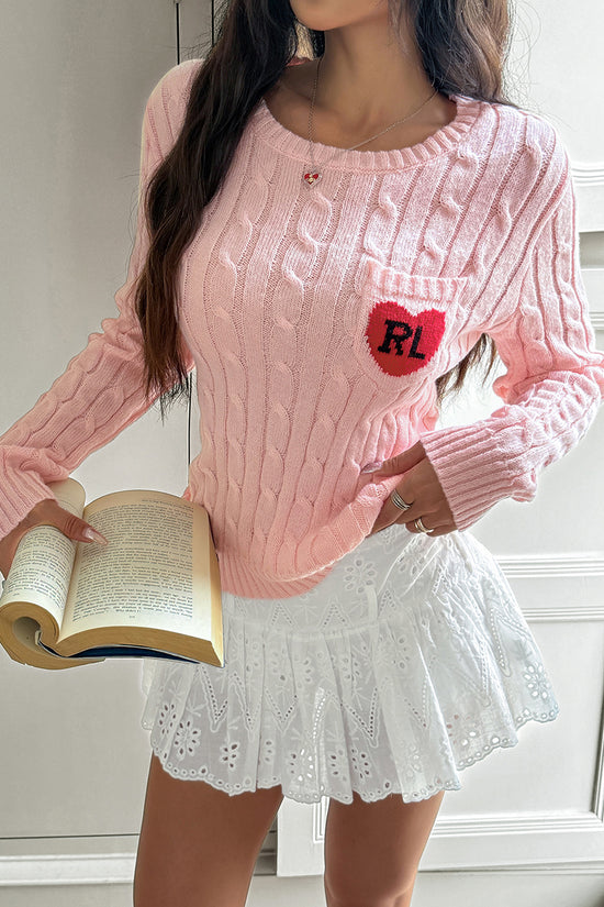 Heart Accent Cable Knit Sweater