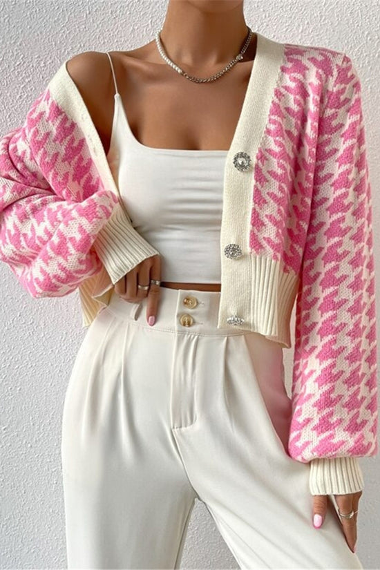 Patterned Button-Up Cardigan