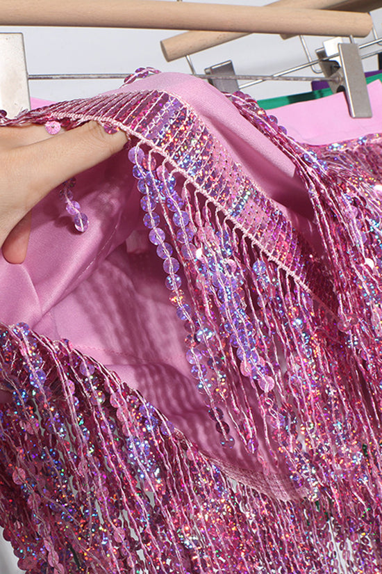 Sequin Fringe Mini Skirt