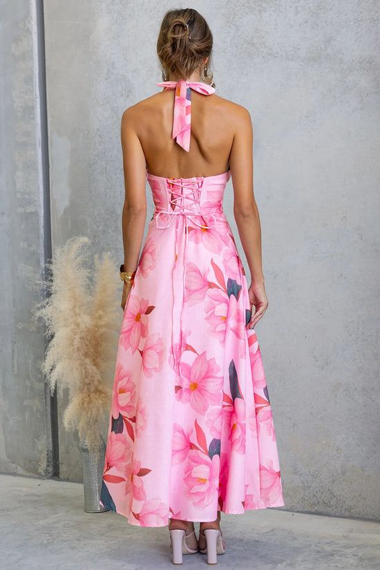 Floral Halter Neck Maxi Dress