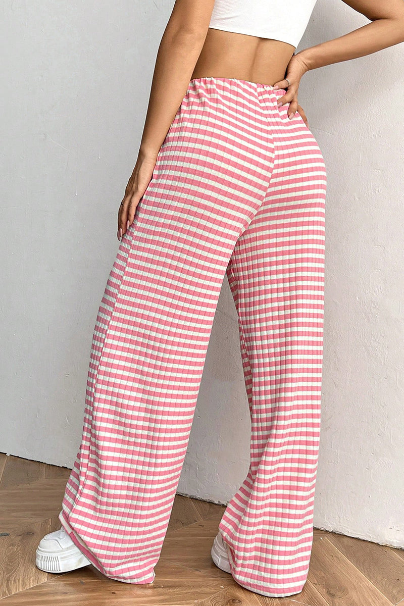 Checkered Wide-Leg Casual Pants