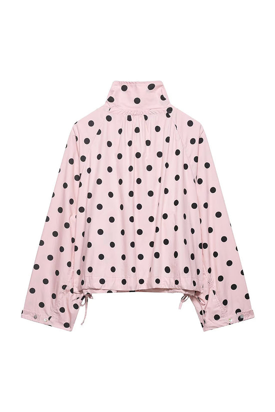 Polka Dot Drawstring Blazer