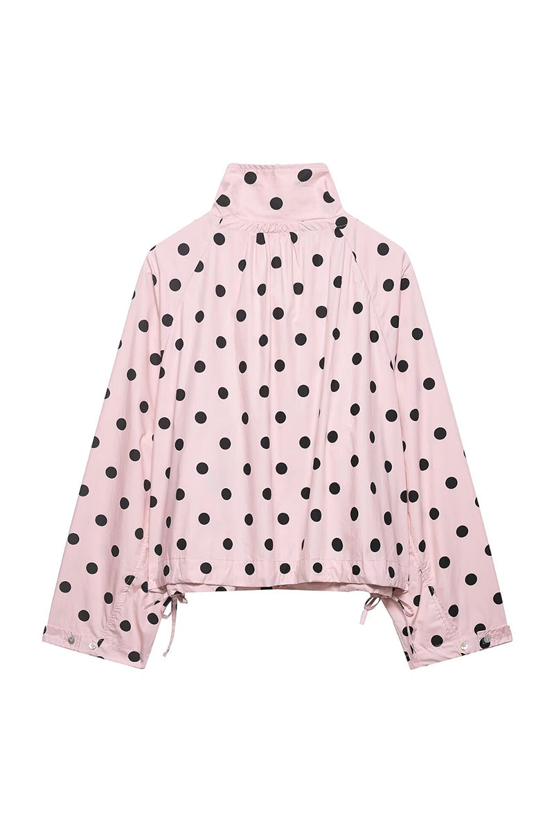Polka Dot Drawstring Blazer