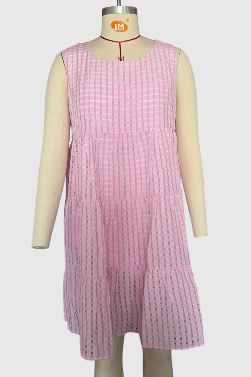 Gingham Sleeveless A-Line Dress