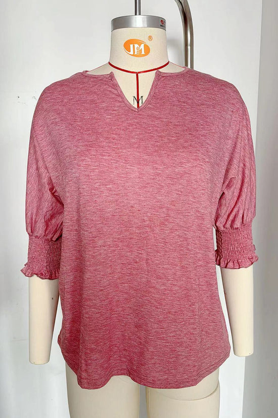 V-Neck Puff Sleeve Casual Top