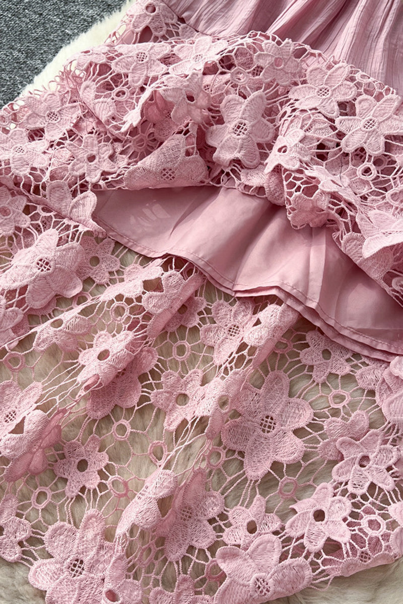 Floral Lace Tiered Midi Skirt