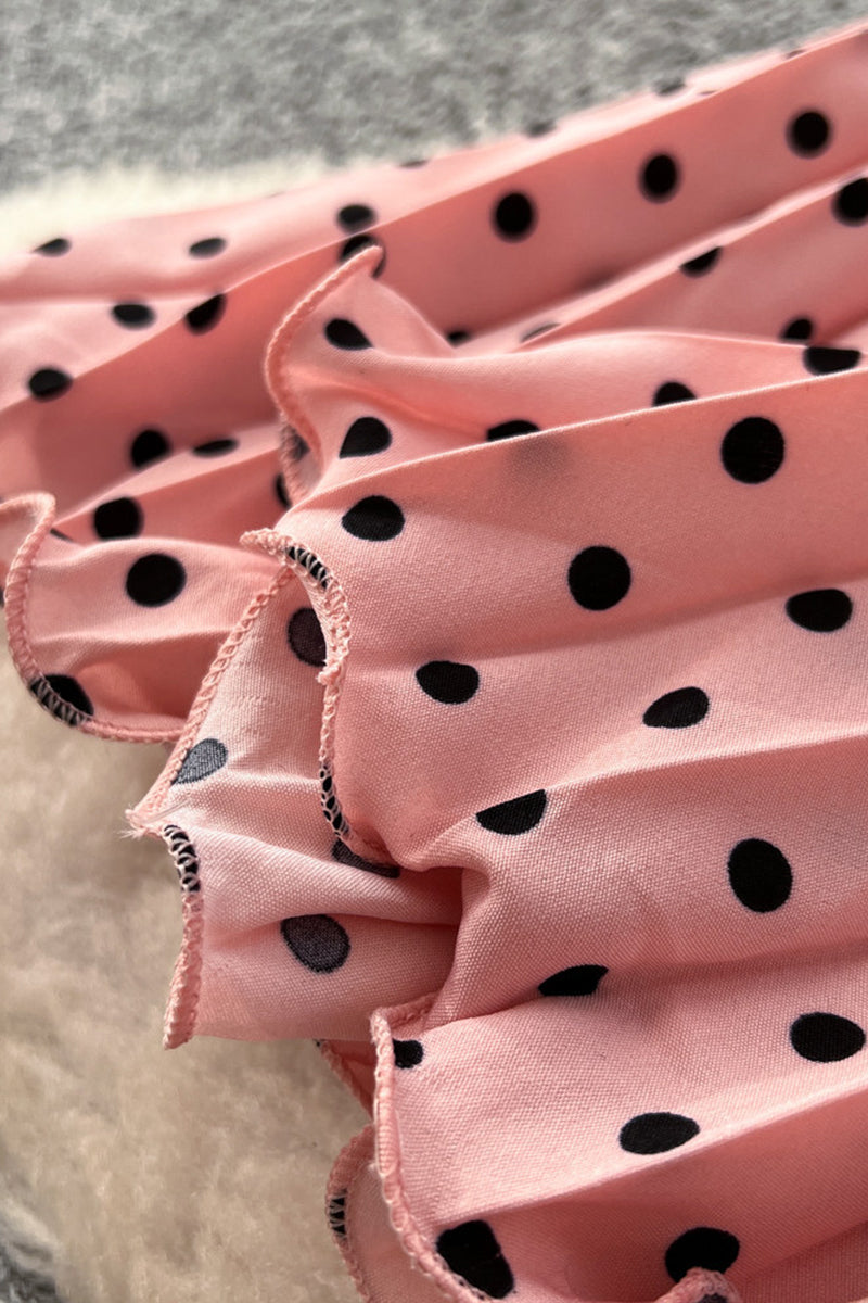 Polka Dot Pleated Midi Skirt