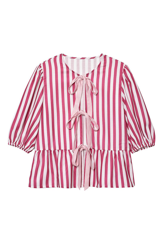Striped Tie Front Blouse