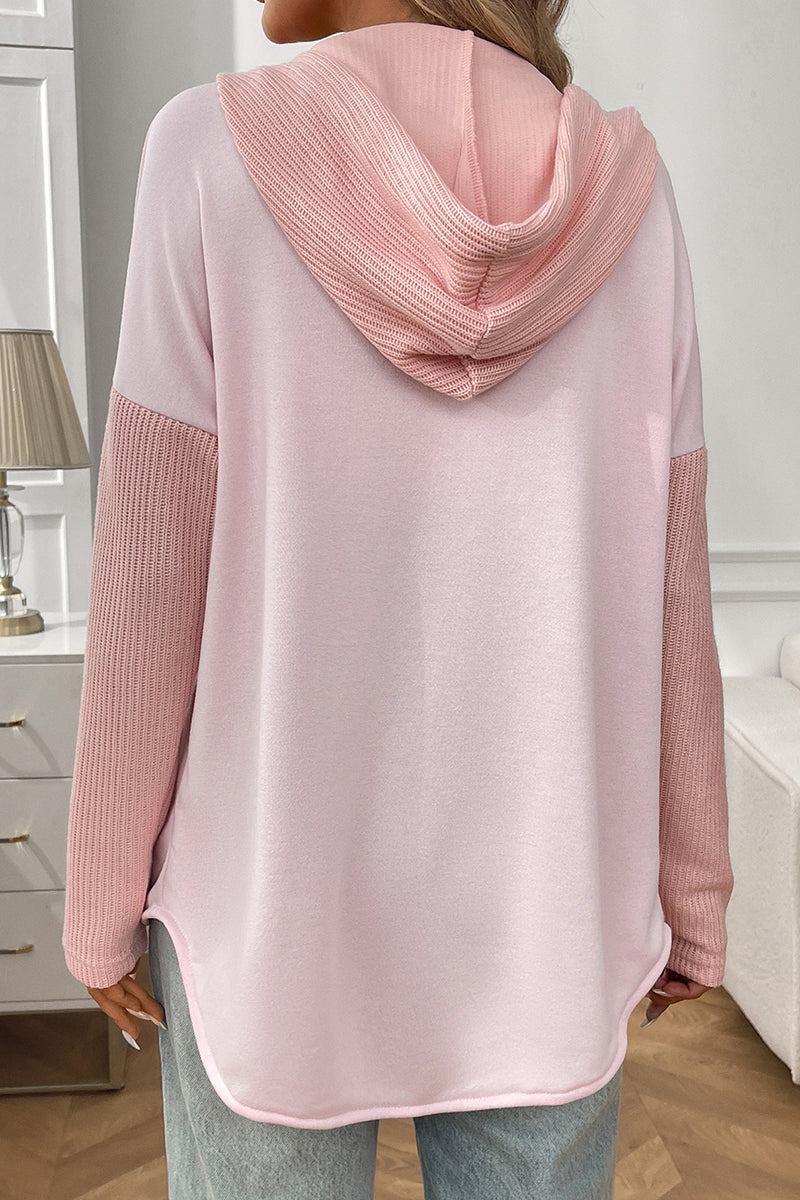 Trendy Button-Up Hoodie Sweatshirt
