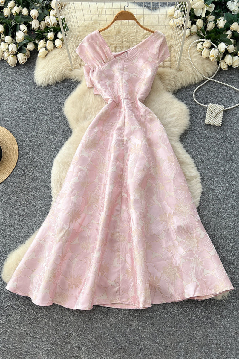 Floral Bow Casual Maxi Dress