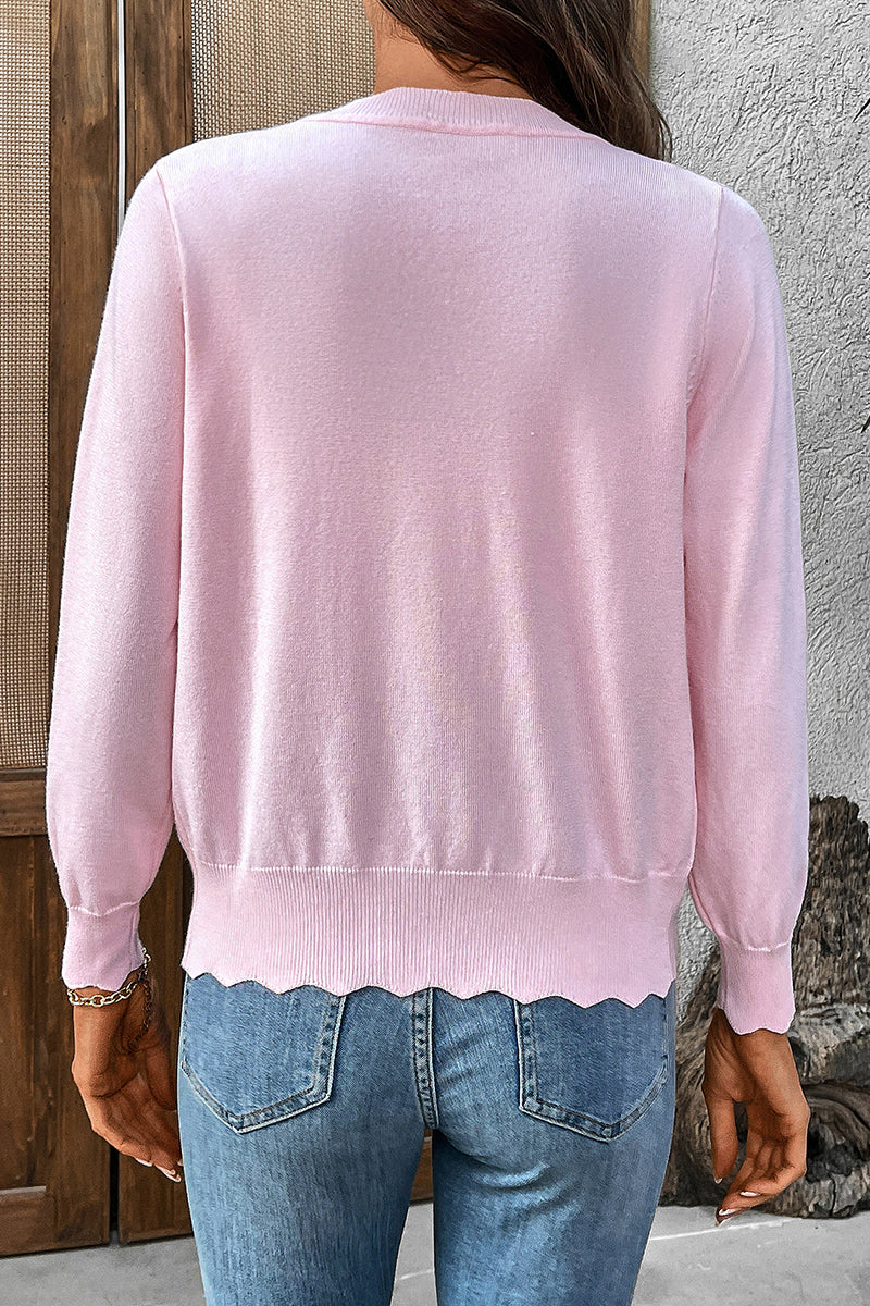 Scalloped Edge Button-Up Cardigan
