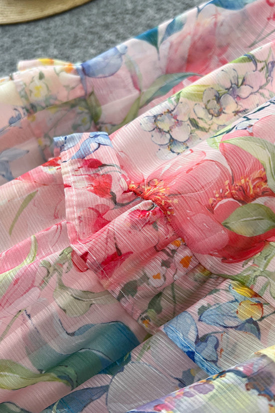 Floral Belted Long Sleeve Casual Dress