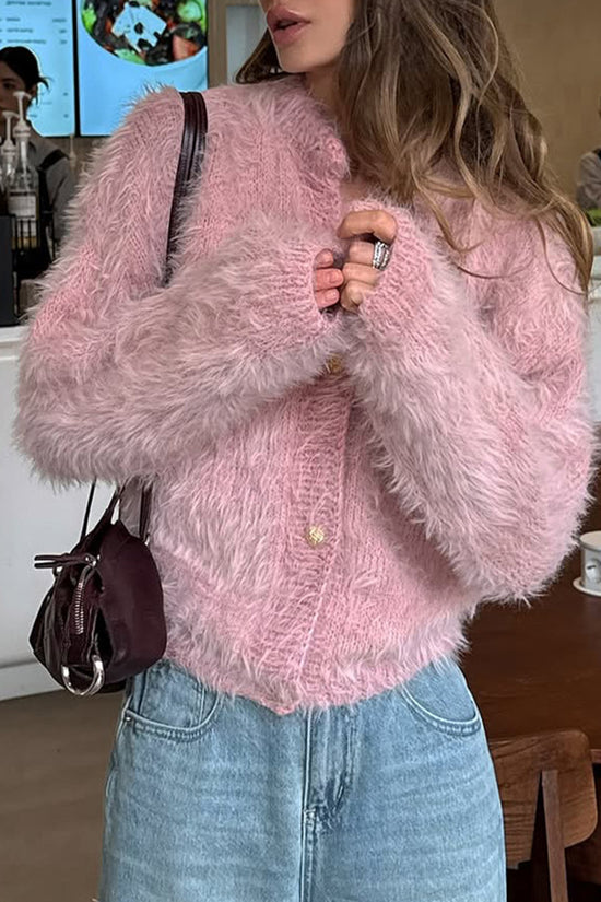 Fluffy Button-Up Cardigan