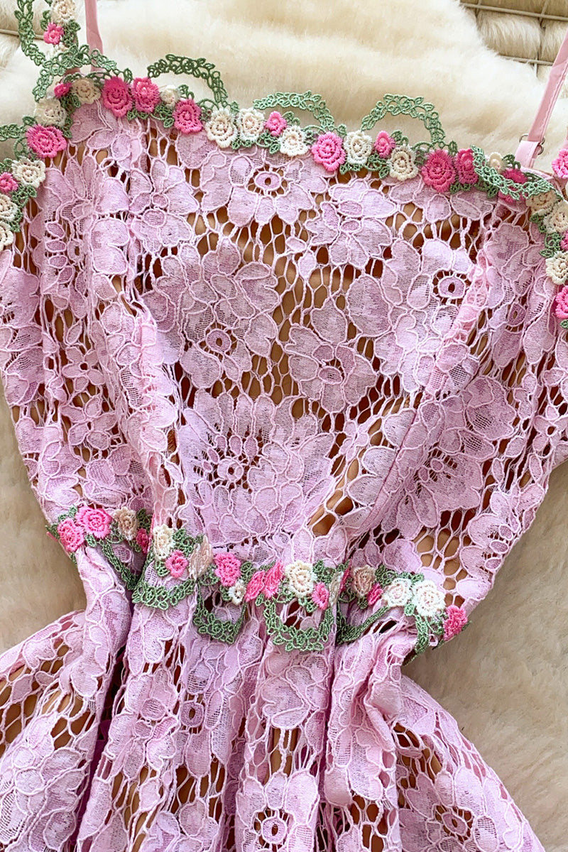 Floral Lace Sleeveless Mini Dress