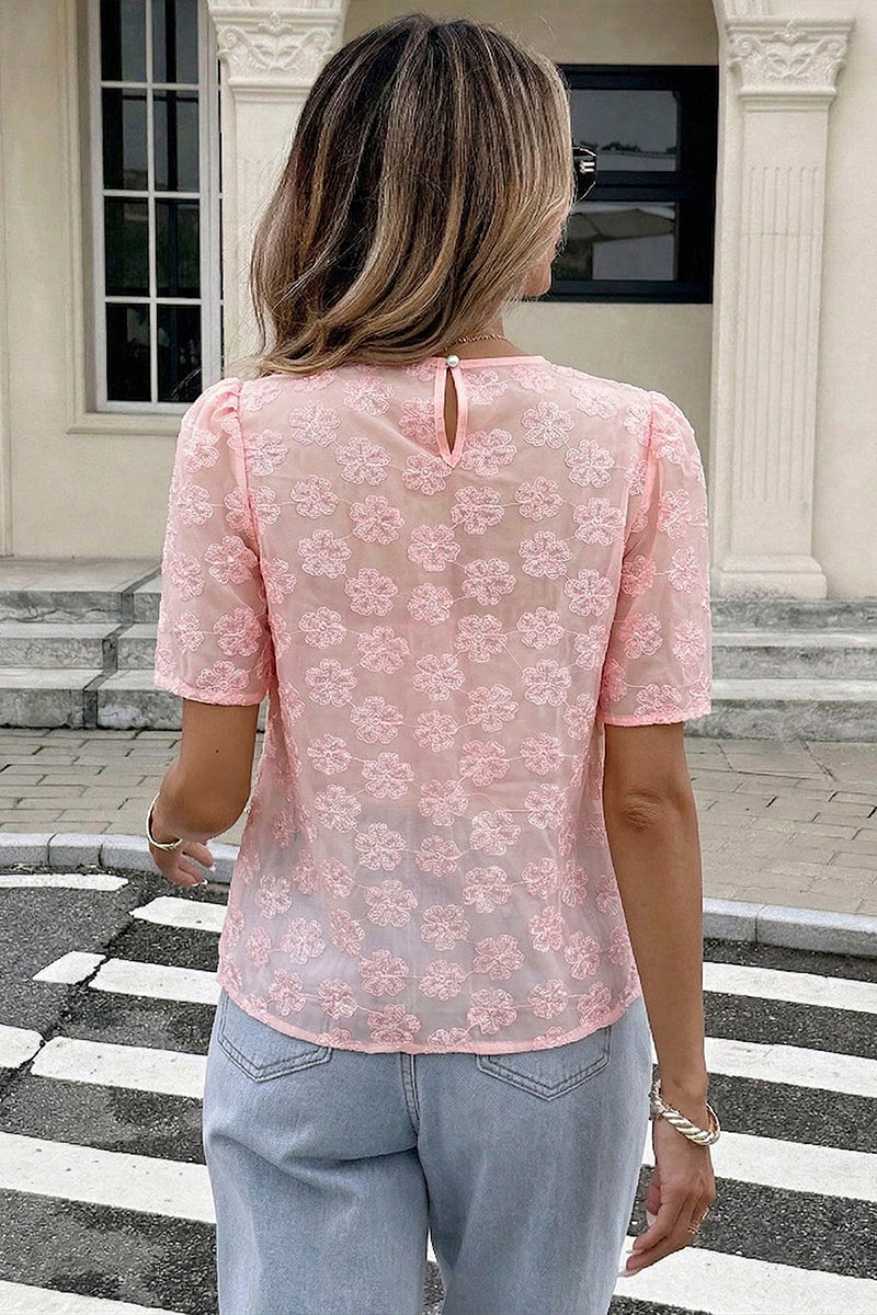 Floral Sheer Puff Sleeve Top