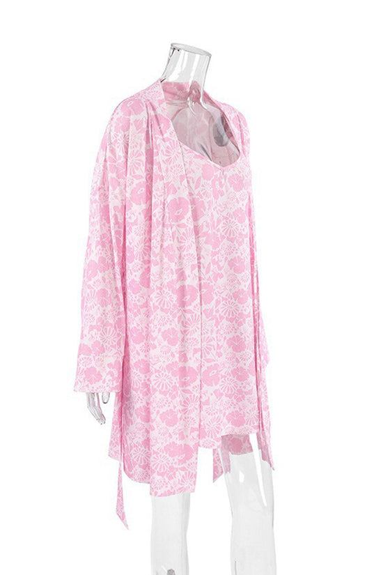 Floral Pattern Kimono Pajama Set