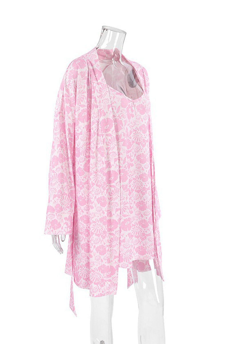 Floral Pattern Kimono Pajama Set