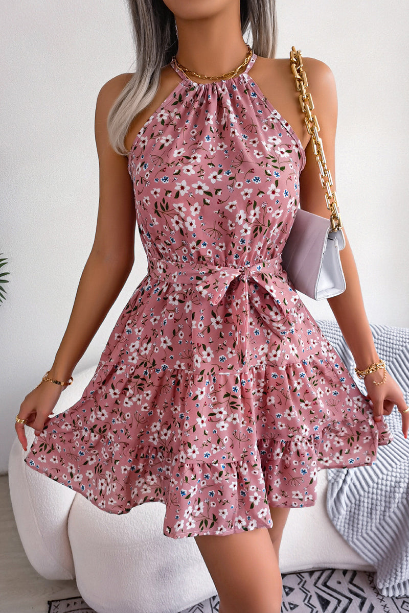 Floral Halter Neck Casual Dress