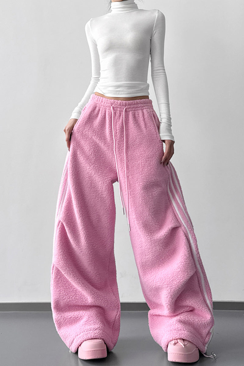 Wide-Leg Drawstring Casual Pants