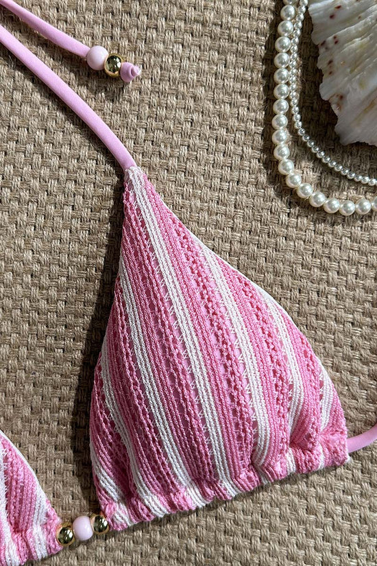 Striped Bikini Set with Tie Details