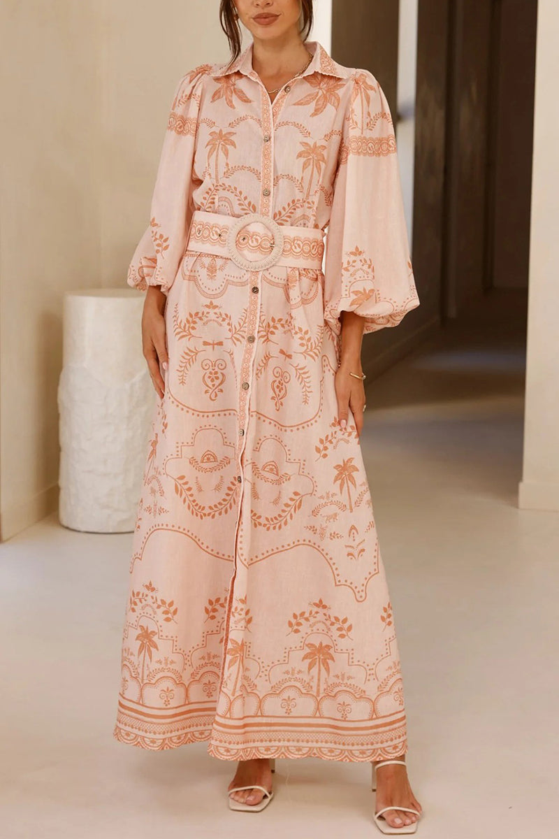 Floral Long Sleeve Button-Down Dress