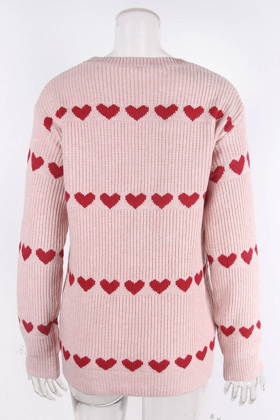 Heart Patterned Crewneck Sweater