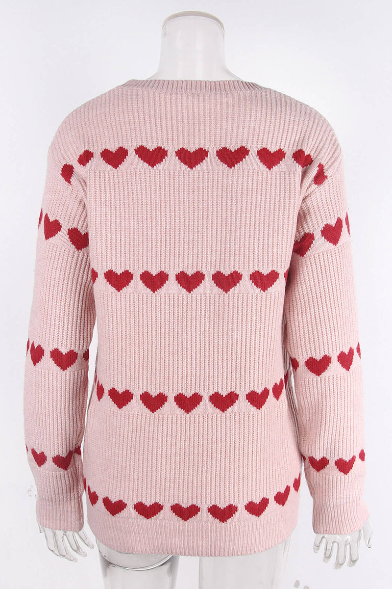 Heart Patterned Crewneck Sweater