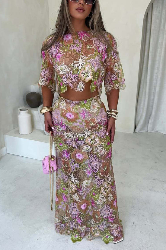 Floral Detail Skirt Set
