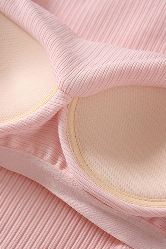 Square Neck Ribbed Short Sleeve Top