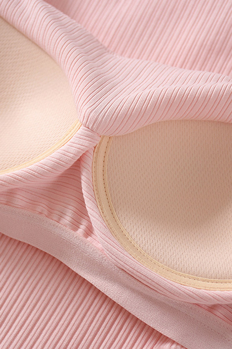Square Neck Ribbed Short Sleeve Top