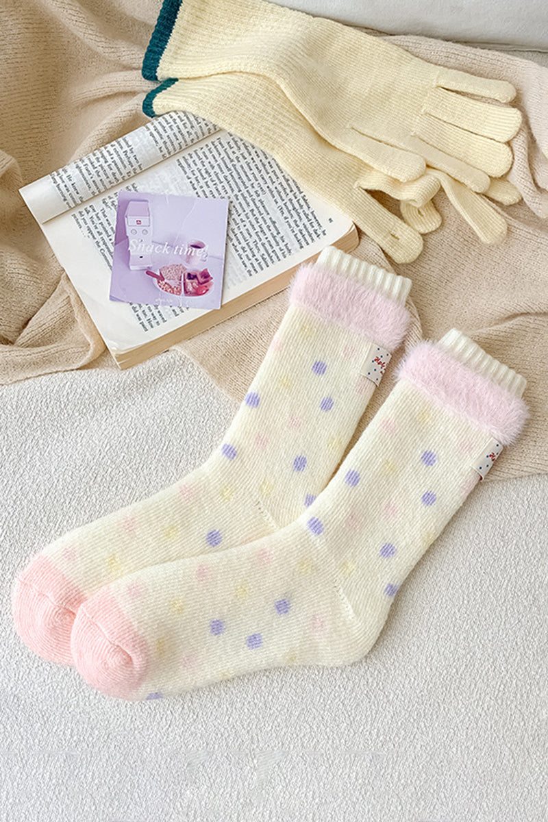 Cozy Polka Dot Knit Socks