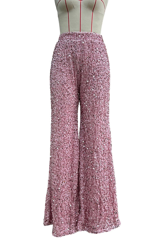 Glittering Wide-Leg Party Pants