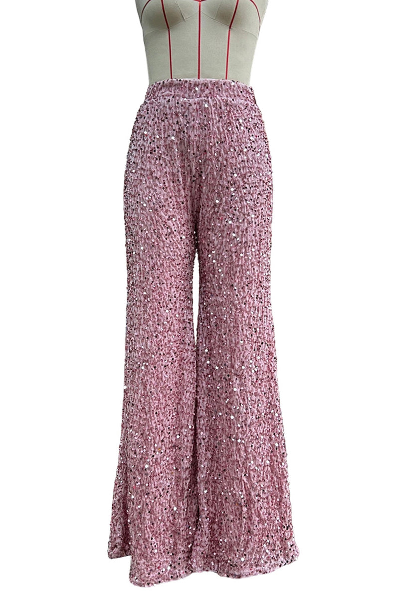 Glittering Wide-Leg Party Pants