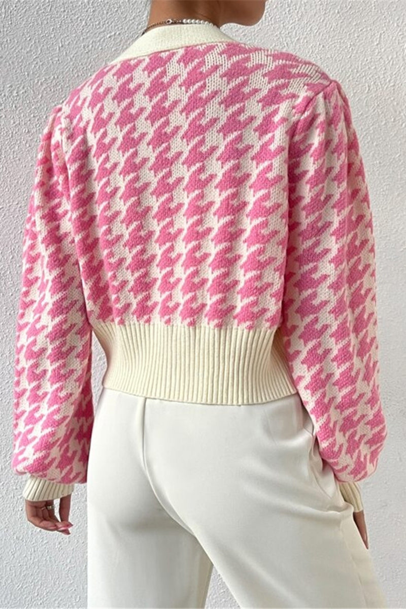 Patterned Button-Up Cardigan