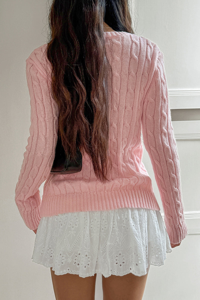 Heart Accent Cable Knit Sweater