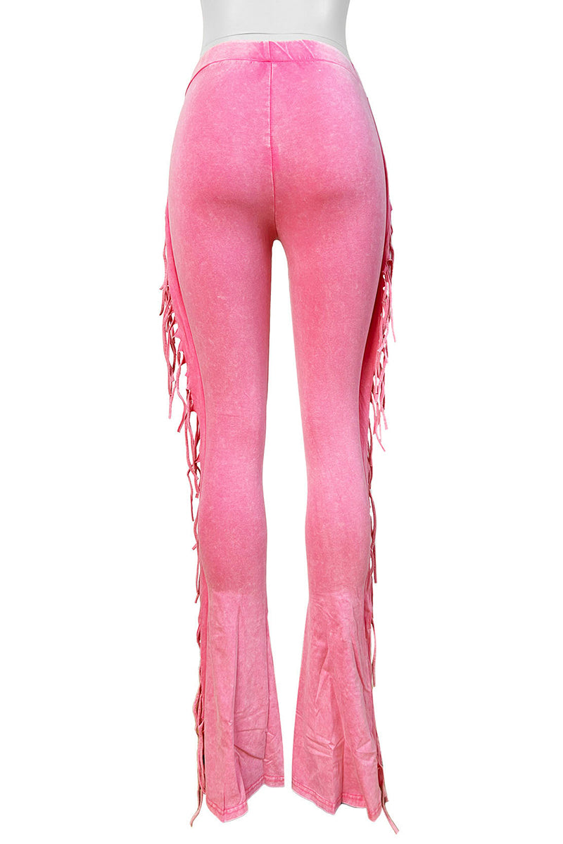 Fringe-Trim Casual Pants
