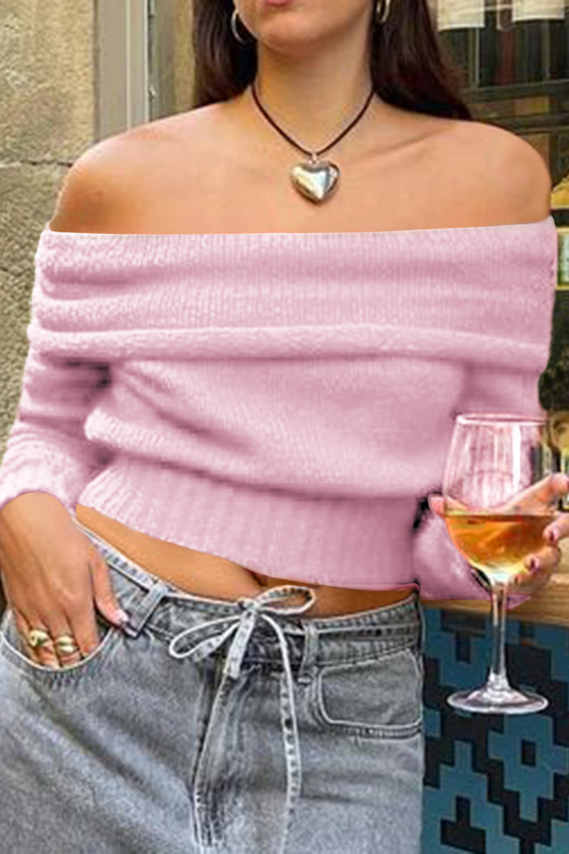 Off-Shoulder Knit Sweater
