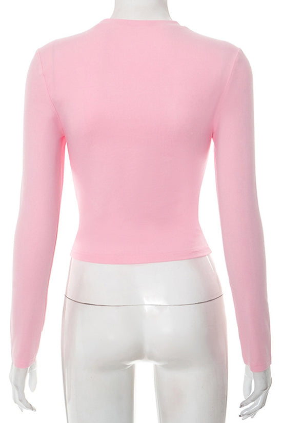 Heart Cut-Out Long Sleeve Top
